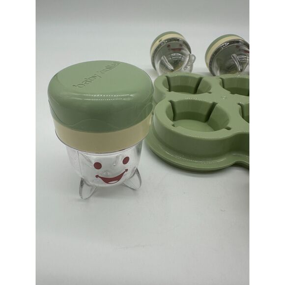 Baby Bullet Replacement Storage Set of 6 Cups & Tray W Dial Serving Date Green - Picture 5 of 6